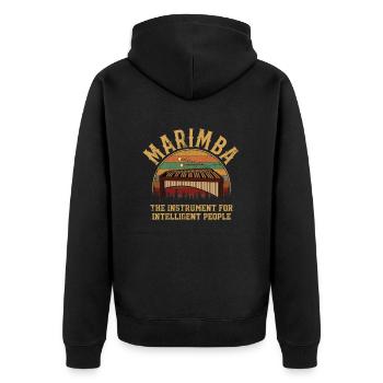marimba intelligent people, marimba - Unisex Premium Bio Zip Hoodie - Schwarz - Hinten - Nico (187cm)