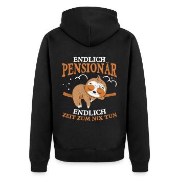 Rentner Endlich Pensionär Endlich nix tun Rente - Unisex Premium Bio Zip Hoodie - Schwarz - Hinten - Nico (187cm)