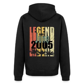 2005 Jahrgang geboren im Juni Geschenk - Unisex Premium Bio Zip Hoodie - Schwarz - Hinten - Nico (187cm)