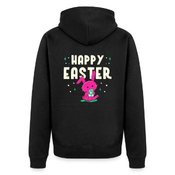 Happy Easter Easter Easter Easter Egg Sayings - Unisex Premium Organic Zip Hoodie - black - Back - Nico (187cm)