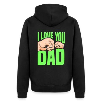 Ich Liebe Dich Papa Vater Tag Vater Papi Sprüche - Unisex Premium Bio Zip Hoodie - Schwarz - Hinten - Nico (187cm)