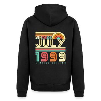 Mois frais de naissance Juillet 1999 - Veste à capuche bio Premium Unisexe - noir - Dos - Nico (187cm)