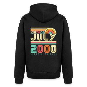 Tolle Geschenkidee Für Juli 2000 - Unisex Premium Bio Zip Hoodie - Schwarz - Hinten - Nico (187cm)