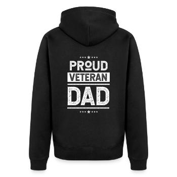 Stolzer Veteran Vater Vater Tag Papa Sprüche Papi - Unisex Premium Bio Zip Hoodie - Schwarz - Hinten - Nico (187cm)