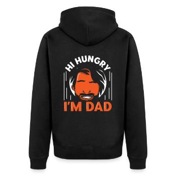 Hallo Hungrig Ich Bin Papa Vater Vater Tag Papi - Unisex Premium Bio Zip Hoodie - Schwarz - Hinten - Nico (187cm)