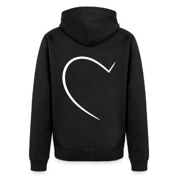 Half White Heart - Unisex Premium Organic Zip Hoodie - black - Back - Nico (187cm)