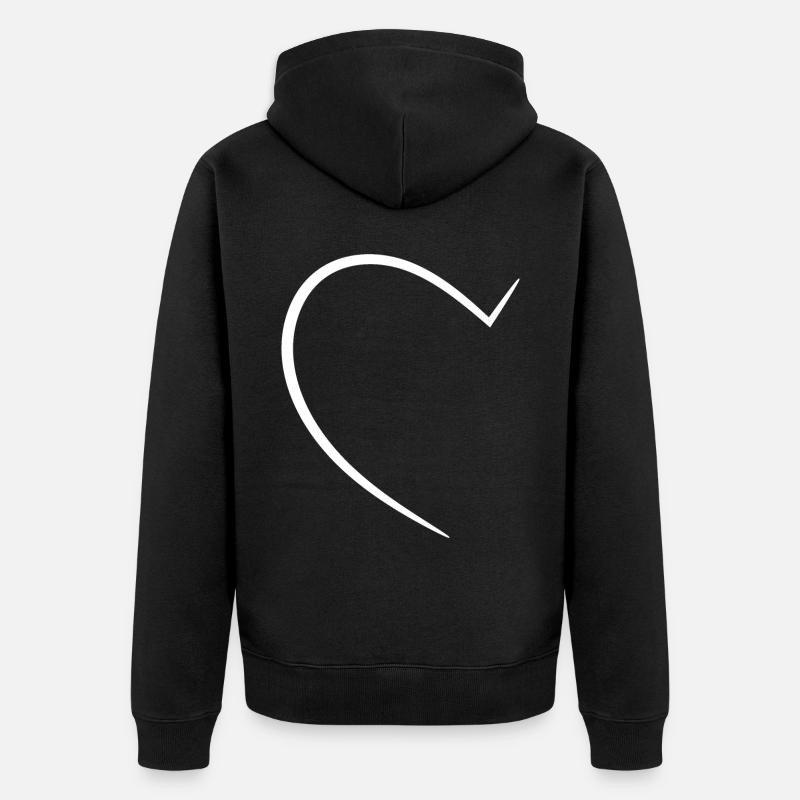Half White Heart - Unisex Premium Organic Zip Hoodie - black