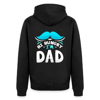Hello Hungry I'm Dad Father Father Day Daddy - Unisex Premium Organic Zip Hoodie - black - Back - Nico (187cm)