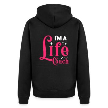 Life Coach Mentor Trainer Mindset Influencer Blog - Unisex Premium Organic Zip Hoodie - black - Back - Nico (187cm)