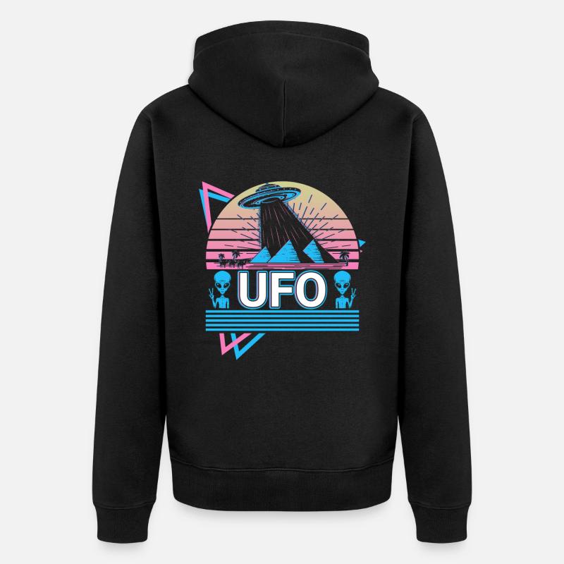 Ufo Alien Kidnapping Retro Gift - Veste à capuche bio Premium Unisexe - noir
