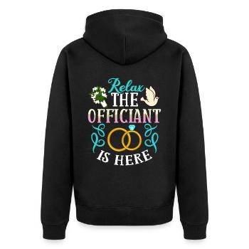 Trauungsleiter Eheoffizier Priester Pfarrer Ehe - Unisex Premium Bio Zip Hoodie - Schwarz - Hinten - Nico (187cm)