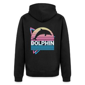 Cadeau rétro dauphin - Veste à capuche bio Premium Unisexe - noir - Dos - Nico (187cm)