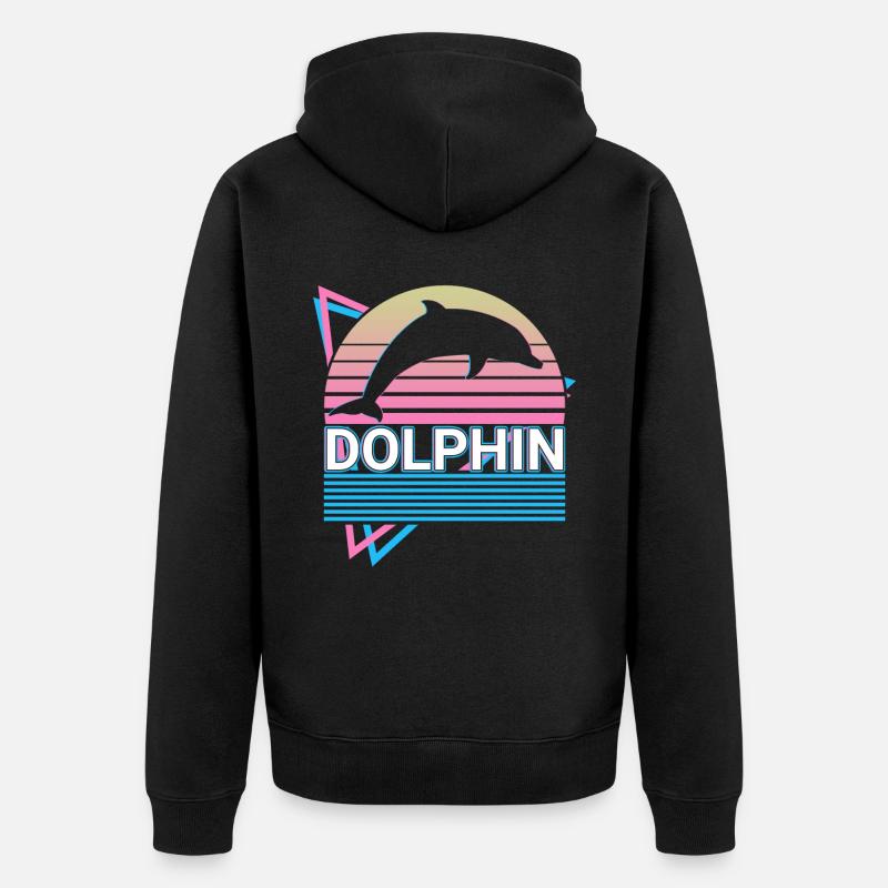 Cadeau rétro dauphin - Veste à capuche bio Premium Unisexe - noir
