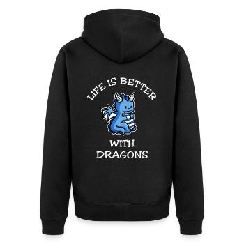 Life Is Better With Dragons - Unisex Premium Organic Zip Hoodie - black - Back - Nico (187cm)