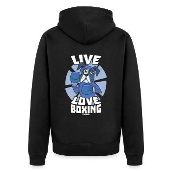 Live Love Boxing - Unisex Premium Bio Zip Hoodie - Schwarz - Hinten - Nico (187cm)