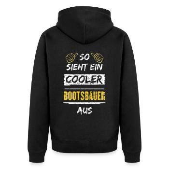 So Sieht Ein Cooler Bootsbauer Aus Arbeitsshirt - Unisex Premium Bio Zip Hoodie - Schwarz - Hinten - Nico (187cm)