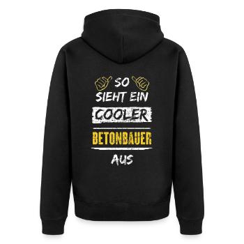 So Sieht Ein Cooler Betonbauer Aus Arbeitsshirt - Unisex Premium Bio Zip Hoodie - Schwarz - Hinten - Nico (187cm)