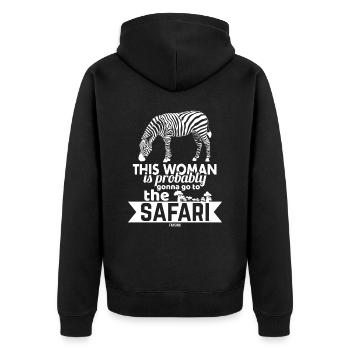 Voyage Safari Zebra Femme - Veste à capuche bio Premium Unisexe - noir - Dos - Nico (187cm)