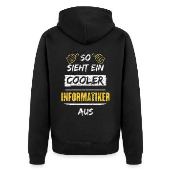 So Sieht Ein Cooler Informatiker Aus Arbeitsshirt - Unisex Premium Bio Zip Hoodie - Schwarz - Hinten - Nico (187cm)