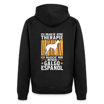 Ich brauche nur meinen Galgo Espanol - Unisex Premium Bio Zip Hoodie - Schwarz - Hinten - Nico (187cm)