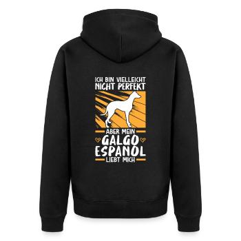 Mein Galgo Espanol liebt mich - Unisex Premium Bio Zip Hoodie - Schwarz - Hinten - Nico (187cm)