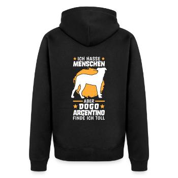 Dogo Argentinos finde ich toll Argentinien Dogge - Unisex Premium Bio Zip Hoodie - Schwarz - Hinten - Nico (187cm)
