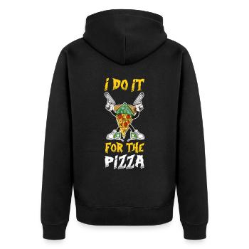 I Do It For The Pizza Pizza Gift - Unisex Premium Organic Zip Hoodie - black - Back - Nico (187cm)