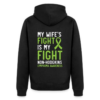 Le combat de ma femme est mon combat contre le lymphome non hodgkinien - Veste à capuche bio Premium Unisexe - noir - Dos - Nico (187cm)