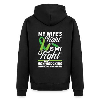 Le combat de ma femme est mon combat contre le lymphome non hodgkinien - Veste à capuche bio Premium Unisexe - noir - Dos - Nico (187cm)
