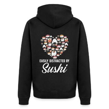 Facilement distrait par sushi food lover food - Veste à capuche bio Premium Unisexe - noir - Dos - Nico (187cm)