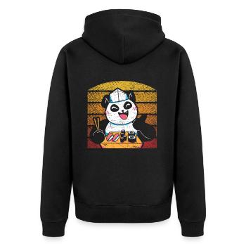 Sushi Rolls Japanisches Sushi Feinschmecker Panda Bär - Unisex Premium Bio Zip Hoodie - Schwarz - Hinten - Nico (187cm)