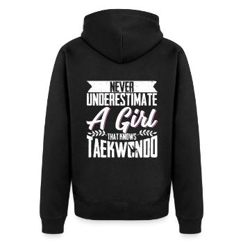 TKD Korean Martial Arts Tae Kwon - Unisex Premium Bio Zip Hoodie - Schwarz - Hinten - Nico (187cm)