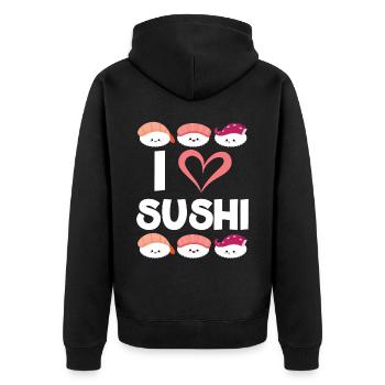 J’adore Sushi Food Lover Foodie Sushi japonais - Veste à capuche bio Premium Unisexe - noir - Dos - Nico (187cm)