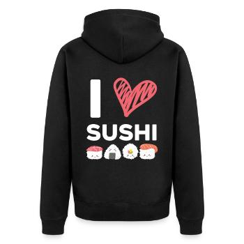 J’adore Sushi Food Lover Foodie Sushi japonais - Veste à capuche bio Premium Unisexe - noir - Dos - Nico (187cm)