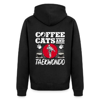 TKD Korean Martial Arts Tae Kwon - Unisex Premium Bio Zip Hoodie - Schwarz - Hinten - Nico (187cm)