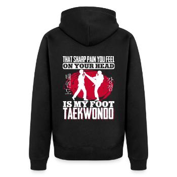 TKD Korean Martial Arts Tae Kwon - Unisex Premium Bio Zip Hoodie - Schwarz - Hinten - Nico (187cm)