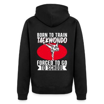 TKD Korean Martial Arts Tae Kwon - Unisex Premium Bio Zip Hoodie - Schwarz - Hinten - Nico (187cm)