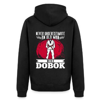 TKD Korean Martial Arts Tae Kwon - Unisex Premium Bio Zip Hoodie - Schwarz - Hinten - Nico (187cm)