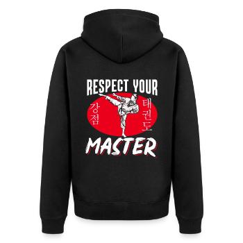 TKD Korean Martial Arts Tae Kwon - Unisex Premium Bio Zip Hoodie - Schwarz - Hinten - Nico (187cm)