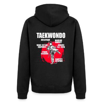 TKD Korean Martial Arts Tae Kwon - Unisex Premium Bio Zip Hoodie - Schwarz - Hinten - Nico (187cm)
