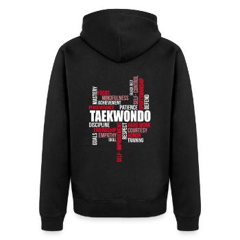 TKD Korean Martial Arts Tae Kwon - Unisex Premium Bio Zip Hoodie - Schwarz - Hinten - Nico (187cm)