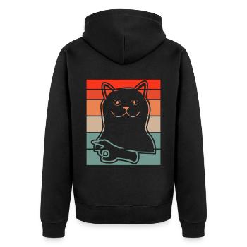 Reingeschaut Katze Reingeguckt - Unisex Premium Bio Zip Hoodie - Schwarz - Hinten - Nico (187cm)