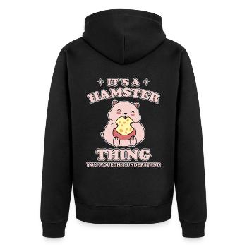 Hamster Spruch Kekse Lustige Zwerghamster Geschenk - Unisex Premium Bio Zip Hoodie - Schwarz - Hinten - Nico (187cm)