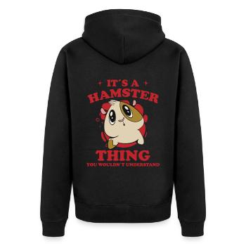 Hamster Spruch Fun Lustiges Zwerghamster Geschenk - Unisex Premium Bio Zip Hoodie - Schwarz - Hinten - Nico (187cm)