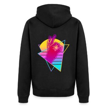 Reingeschaut Retro Vaporwave Reingeguckt - Unisex Premium Bio Zip Hoodie - Schwarz - Hinten - Nico (187cm)