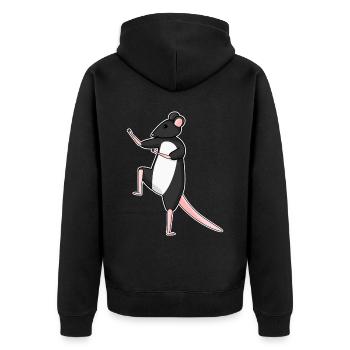 Qigong Qi Gong Maus Chigong - Unisex Premium Bio Zip Hoodie - Schwarz - Hinten - Nico (187cm)