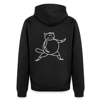Qigong Qi Gong Katze Chigong - Unisex Premium Bio Zip Hoodie - Schwarz - Hinten - Nico (187cm)