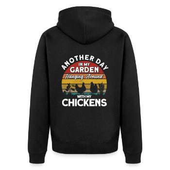 Gardening Gardener Chicken Farmer Chicken Feeder - Unisex Premium Organic Zip Hoodie - black - Back - Nico (187cm)