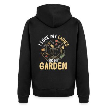 Gardening Gardener Chicken Farmer Chicken Feeder - Unisex Premium Organic Zip Hoodie - black - Back - Nico (187cm)