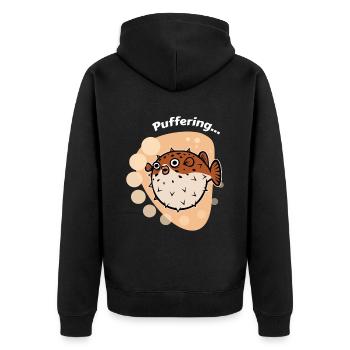 Buffering... Puffer fish sea - Unisex Premium Organic Zip Hoodie - black - Back - Nico (187cm)